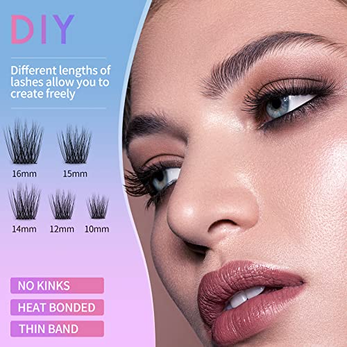Individual Lashes,Wispy Cluster Lashes 45 Cluster Lashes D Curl DIY Eyelash Extension At Home-Russian Volume Cluster Lashes Mix Length 10/12/14/1
