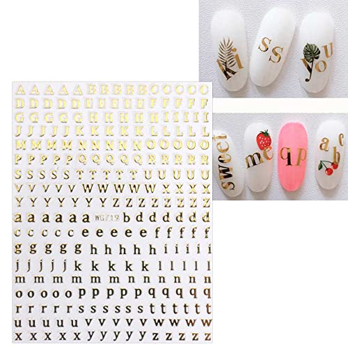JMEOWIO 8 Sheets Glitter Letter Nail Art Stickers Decals Self-Adhesive English Alphabet Nail Supplies Nail Art Design Decoration Accessories