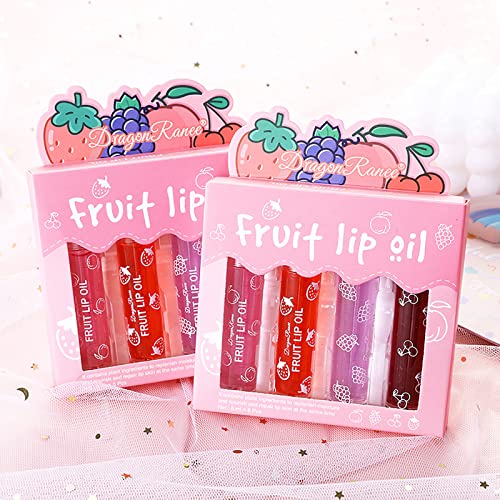 Girls Roll On Lip Gloss Set with Case, 4 Pcs Glossy Lip Make up for Kids and Teens Fruity Flavors, Kid Friendly, Party Gift, Best Friends