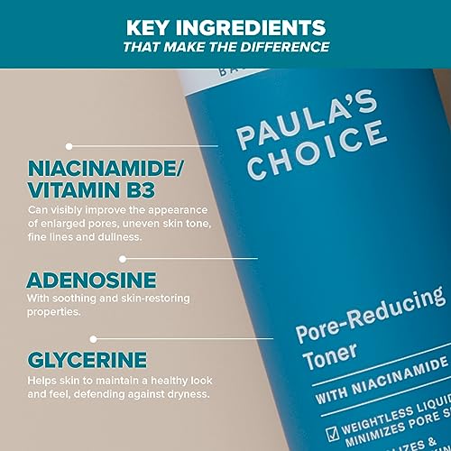 Paula's Choice SKIN BALANCING Pore Reducing Toner - Refines Enlarged Pores & Tackles Blackheads - with Niacinamide & Adenosine - Combination to O