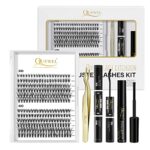 Individual Lashes 240 Cluster-Lashes QUEWEL DIY Lash-Extensions Kit, Clusters Eyelash Applicator, Cluster Lashes Bond and Seal Super Hold, Cluste