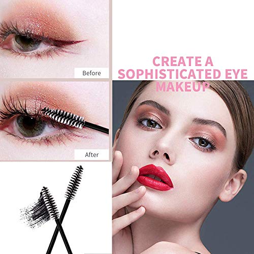 MSQ 50 Disposable Eyelash Brushes Disposable Mascara Wands Eyebrow Spoolie Brushes Applicator Cosmetic Makeup Tools (Black)