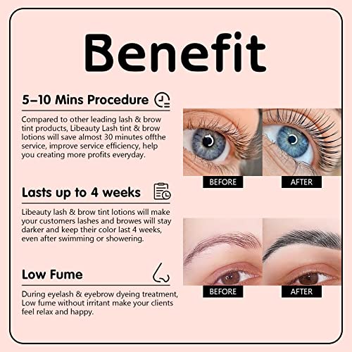 Libeauty Lash Tint Black Kit - 2 in 1 Eyelash & Eyebrow Dye Set, Last Up to 6 Weeks, Fast & Easy to Use, Semi-Permanent Black Dye with Developer