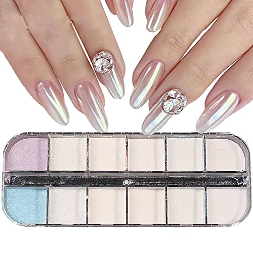 Chrome Nail Powder,6 Grids Aurora Powder for Nails,Shell Powder Mirror Effect Nail Powder for DIY Nail Art Decoration Pigment Body Face Decoratio