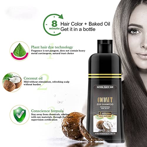 Black Hair Shampoo, 500ml Coconut Ginger Shampoo Fast Black Hair Hair Dye Coloring Nourishing Shampoo(500ml)
