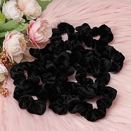 Lanjue 12pcs Fabric Scrunchies Hair Elastics Ties,Black Hair Scrunchies Elastic Hair Ties Women Accessories