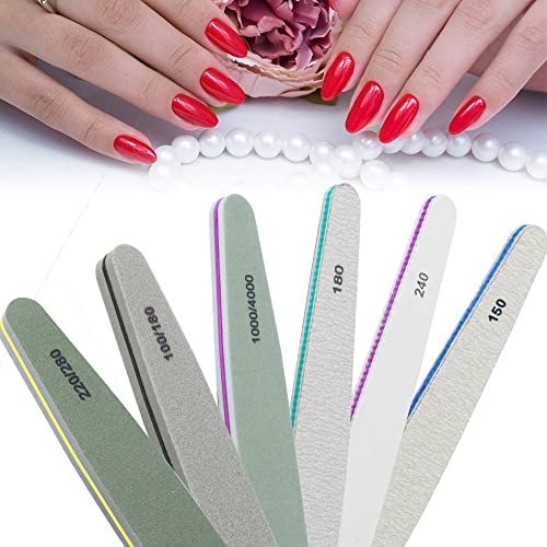 Professional Nail File Set Double Sided Grit 100/150/180/220/240/280/1000/4000 Buffer Emery Board Manicure Tools for Nail Grooming and Styling, A