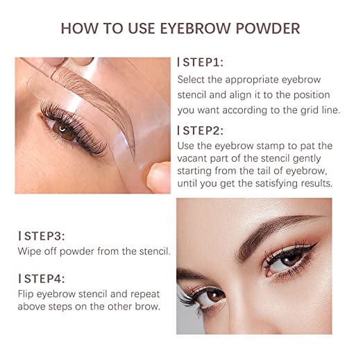 Eyebrow Stencil Kit - Eyebrow Stamp Stencil Kit - Waterproof Brow Stamp Shaping Kit, 3 in 1 Hairline Shadow Powder, Eyebrow Makeup Tools with 10