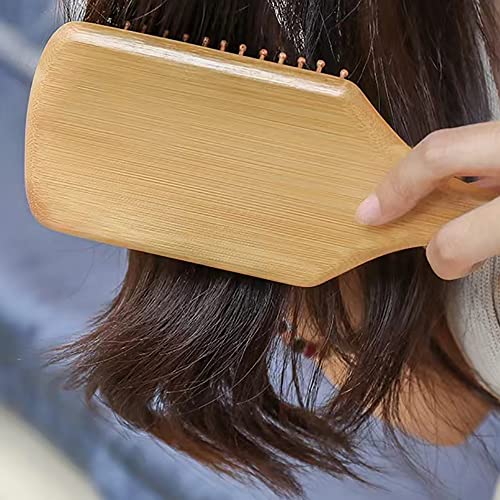 Bamboo Paddle Hairbrush Hair Massage Brush Wooden Anti Static Hair Brush Detangling Hair Brush Eco-Friendly Natural Wooden Bamboo Air Paddle Deta