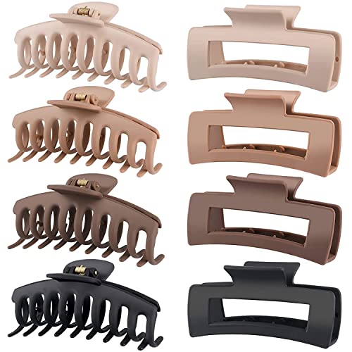 COPLA 8Pcs Large Claw Clips for Thick Hair | Premium Quality Large Hair clips for Thick Hair| 4.3-inch Nonslip Matte Color Hair Claw Clips| Styli