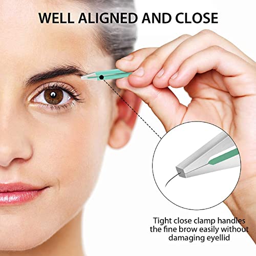 Tweezers Set Tweezers for Eyelashes Stainless Steel Plucking Precision Tweezers Set for Ingrown Hair Remove and Lash Extension, Plucking Tweezers