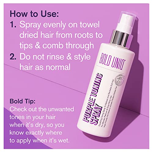Blonde Toner Spray. Purple Leave In Toning Hair Treatment to Remove Brassy Surface Tones in Blonde, Platinum & Gray/Silver Hair. Paraben & Sulpha