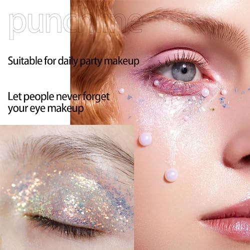 Glitter Eyeshadow - Shimmer White Cream Eyeshadow Stick - Diamond Liquid Blendable Sparkly Eye Make-up - Long Lasting Waterproof Highly Pigmented