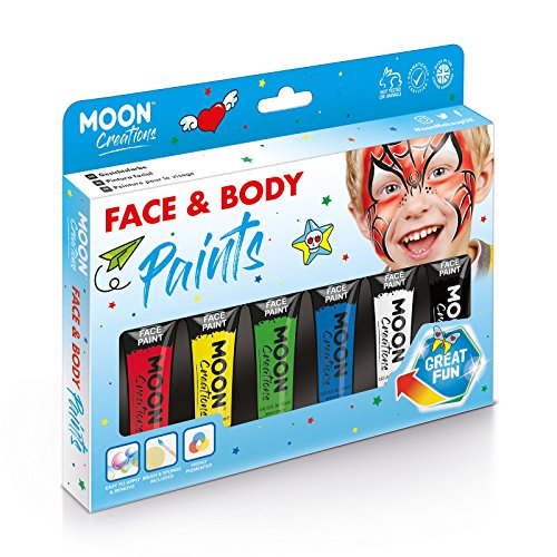 Moon Creations Face & Body Paint Tubes | White | 12ml | Ready to Use Face Paint | No Flake | Cruelty Free, Made in UK | Face Paint for Kids, Adul