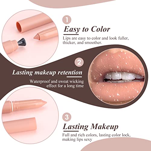 Matte Lip Liner Nude Lipstick Tint Lip Gloss Stain Long Lasting Waterproof Non Stick Cup Lipstick Liner Not Fade High Pigmented Makeup Soft Cream