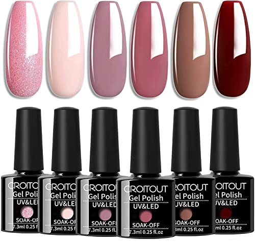 Croitout UV Gel Nail Polish Set, Shellac Nail Gel Polish Colours Set, Sock Off Gel Nail Polishes Set, Polish Gel Nail Kit for Home DIY Manicure N
