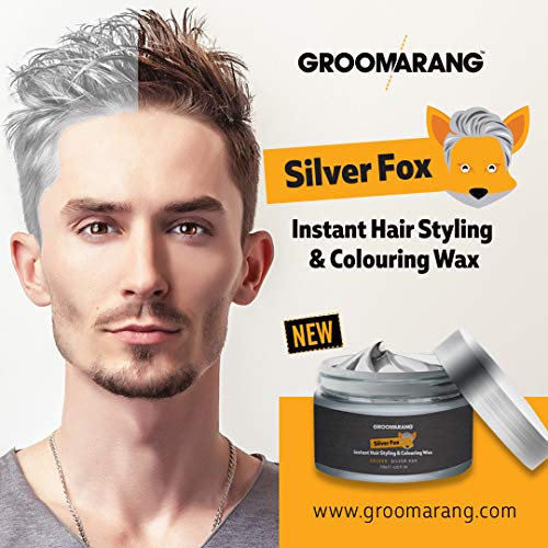 Groomarang Silver Fox Instant Free Style Hair Styling & Colouring Wax Grey Temporary Dye