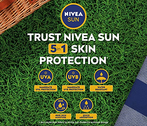 NIVEA SUN Protect & Moisture Sun Lotion SPF 20 (200 ml), Suncream with Vitamin E, Provides 48 Hour Moisture and Immediate UVA & UVB Protection (P