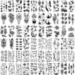 DTnewsun Temporary Tattoos ,60 Sheets Waterproof Black Tiny Tattoo Sticker,Butterfly Anchor Compass For Men Women,Roses, Butterflies and Mixed St