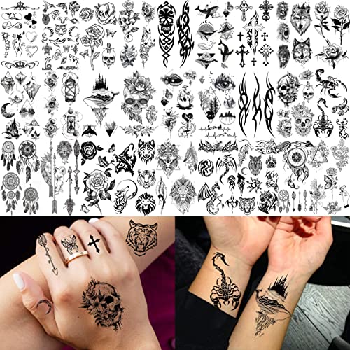 Geweir 52 Sheets Tiny Hands Small Black Temporary Tattoos For Women Finger Art Men Adults, Kids Water Transfer Fake Tattoo Stickers Gadgets, Real