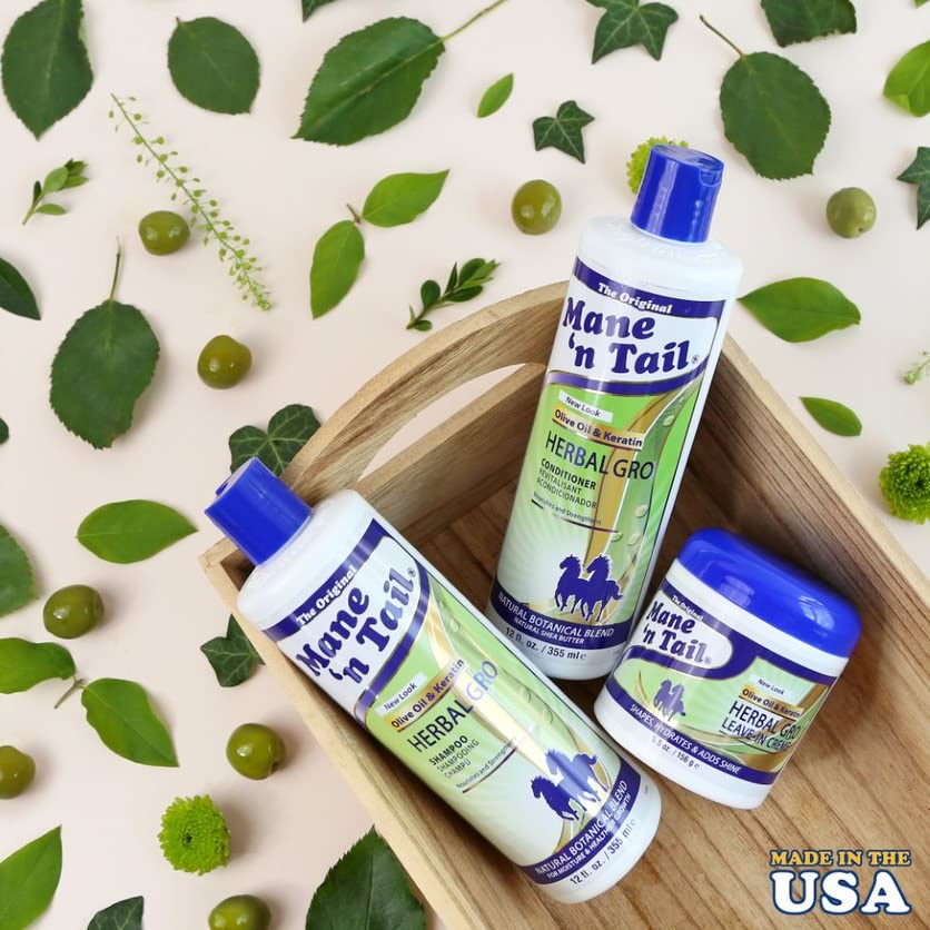 Mane ‘n Tail Herbal Gro Shampoo 355 ml (Pack of 1) – Olive Oil Complex – Natural Herbs – Prevents Breakage, Frizz, and Split ends, Safe for treat