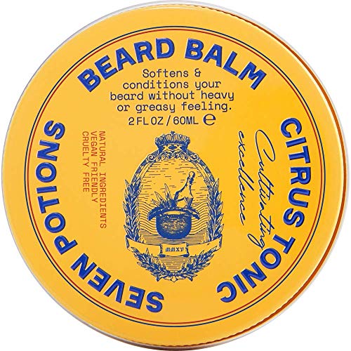 Seven Potions Beard Balm for Men — Conditioning Beard Softener to Nourish Skin, Facial Hair, and Stop Beard Itch — All-Natural, Vegan, Cruelty Fr