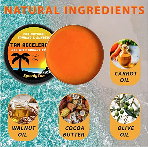 Premium Tan Accelerator Gel - For Sunbed Use & Natural Tanning - All Natural Tanning Accelerator With Carrot Tanning Oil - UK Based Brand