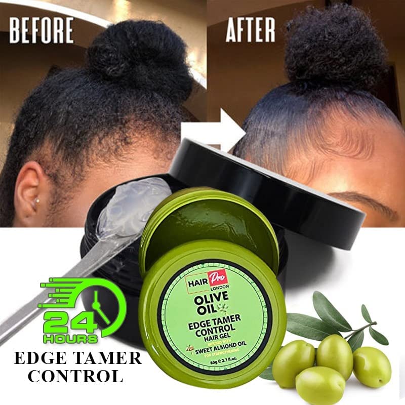 HAIRPRO LONDON OLIVE OIL EDGE CONTROL HAIR GEL INFUSED WITH SWEET ALMOND OIL 80G