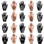 XMASIR 20 Pieces Hand Shape Indian Design Tattoo Stencil for Women Girl Hand Art Temporary Tattoo Sticker Glitter Templates 20 X 10.5cm (hand20-b
