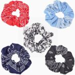 5Pcs Hair Scrunchies Bandana Cotton Scrunchies Elastic Hair Bands Ponytail Holder for Women Girls Hair Accessories (scrunchies cotton)