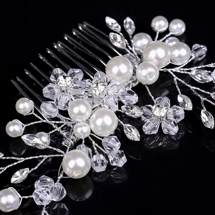 Bridal Flower Side Hair Clips,Pearl Hair Pieces Comb Bridal Headpiece for Brides Bridesmaid,Girls,Women,Hair Comb Wedding Prom Birthday Party Hai