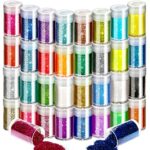 Sparkly Fine Glitter for Crafting, FANDAMEI 32 Colors of Nail Glitter Face Glitter Powder for Arts Crafts, Rainbow Body Glitter & Tattoo Glitter