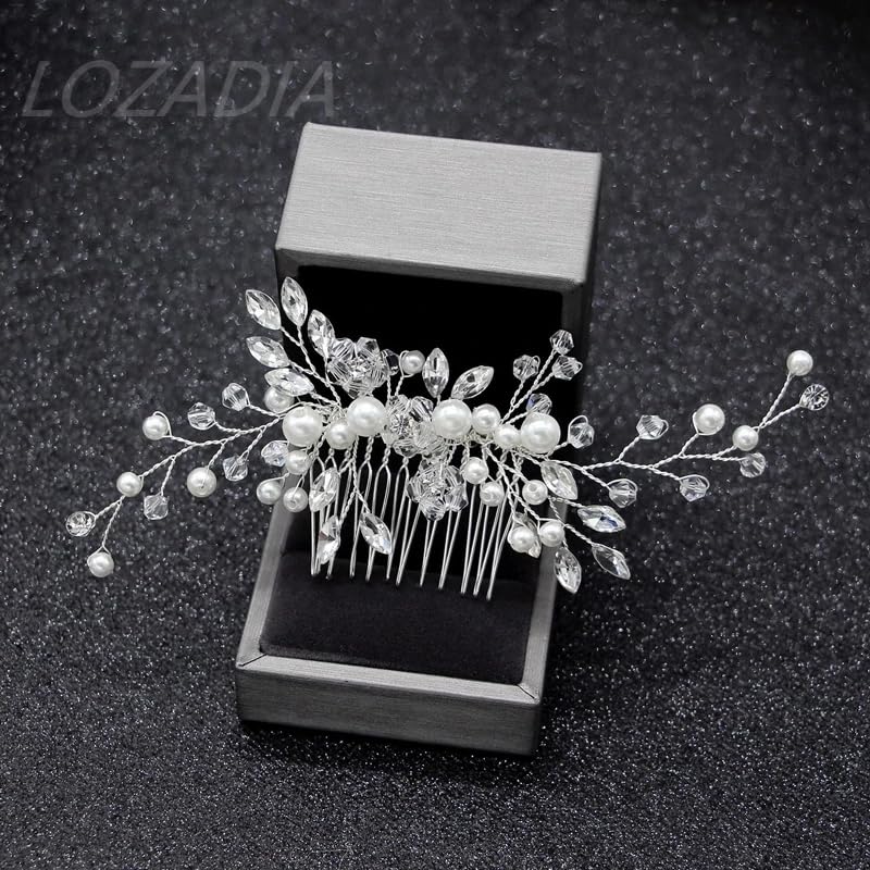 Bridal Flower Side Hair Clips,Pearl Hair Pieces Comb Bridal Headpiece for Brides Bridesmaid,Girls,Women,Hair Comb Wedding Prom Birthday Party Hai