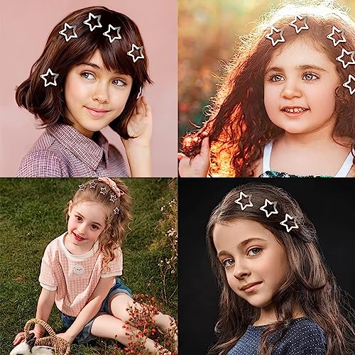 Star Hair Clips, 24 Pcs Hollow Star Hair Clips, Non-slip Metal Snap Barrettes, Silver Star Snap Hair Clips, Wedding Hair Accessories, Cute Hair A