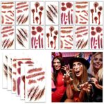 152 Halloween Tattoos-Halloween Sca and Wounds,Halloween Make Up Fake Sca,Zombie Makeup Kit,Vampire Bite Marks,Halloween Costumes Women Men Makeu