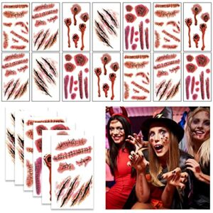 152 Halloween Tattoos-Halloween Sca and Wounds,Halloween Make Up Fake Sca,Zombie Makeup Kit,Vampire Bite Marks,Halloween Costumes Women Men Makeu