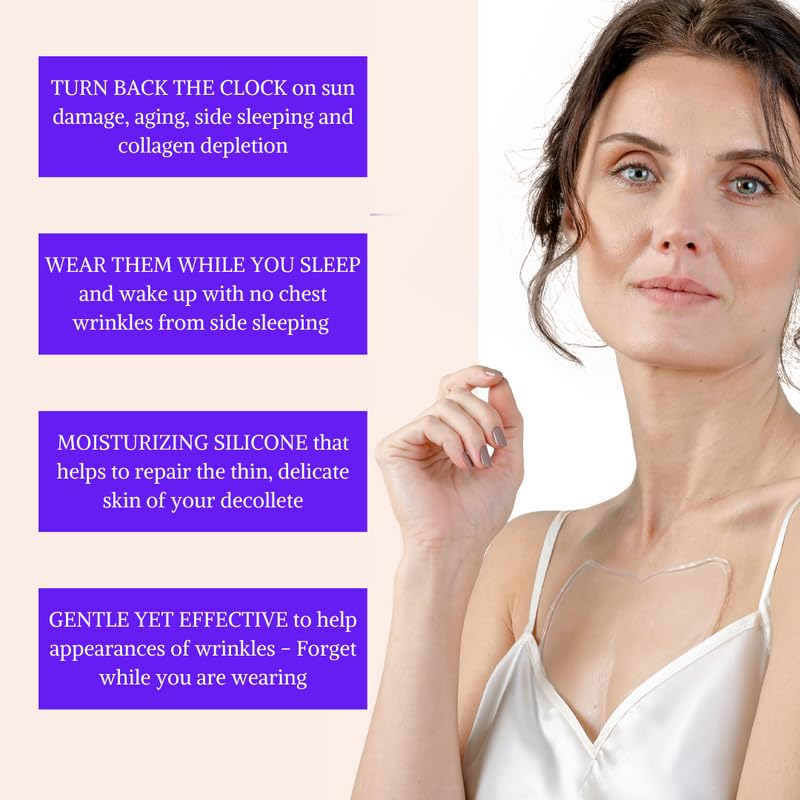 Chest Wrinkle Pads - Silicone Anti Wrinkle Patches for Wrinkles Smoothing - Reusable Overnight Silicone Wrinkle Patches - Anti Aging Silicone Che