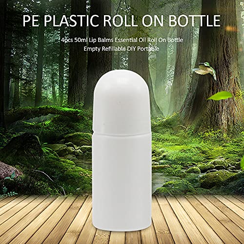DASNTERED Roll On Bottle, Portable 4pcs 50ml Empty Refillable Lip Balms Essential Oil Roll On Bottle, Leak-Proof DIY Deodorant Containers For Sun
