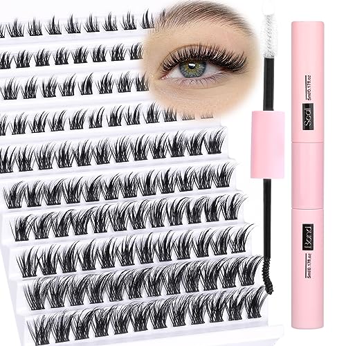 Lash Clusters DIY Eyelash Extensions 96pcs Cluster Lashes Wispy False Eyelashes C D Curl Individual Lashes Extensions 8-16MM Mega Fluffy Eyelash