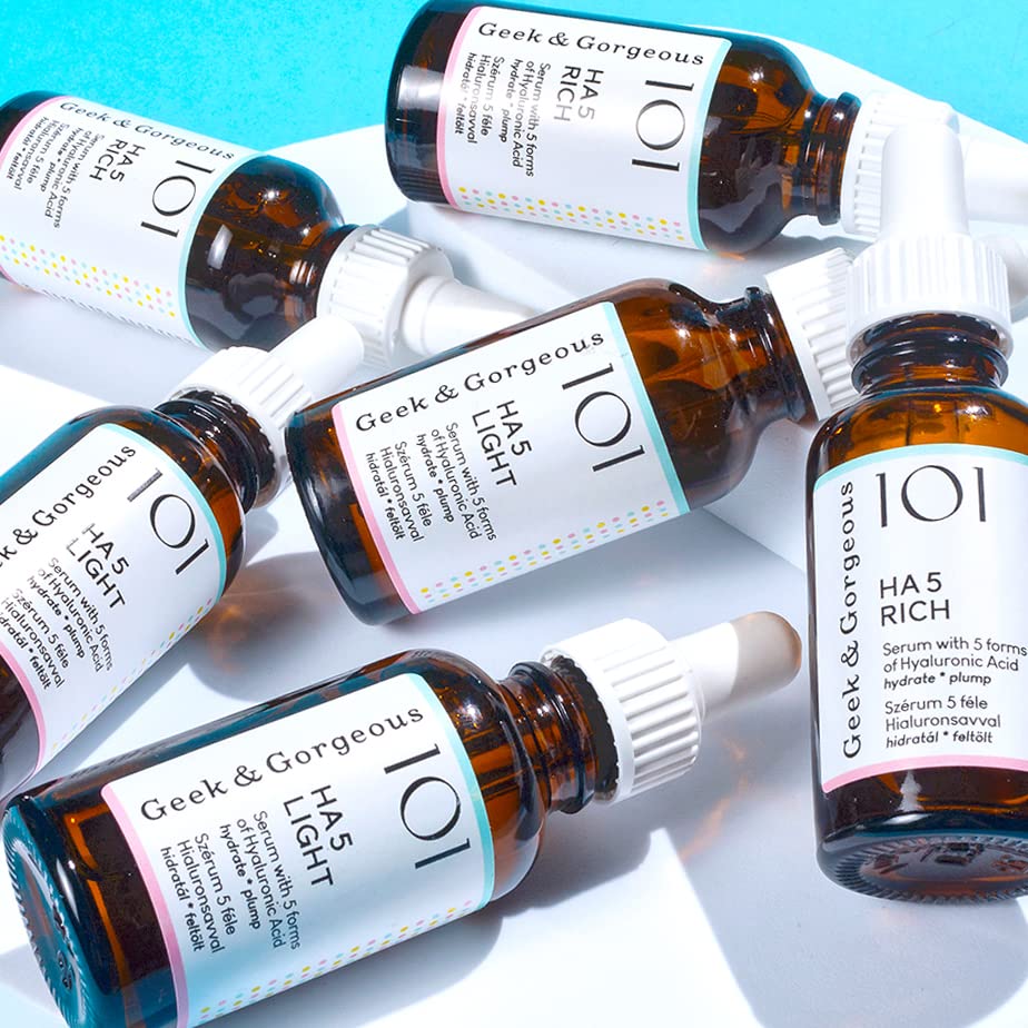Geek & Gorgeous 101 HA 5 Rich - Serum with 5 forms of Hyaluronic acid, silky & rich - hydrates, softens & plumps the skin - all skin types especi