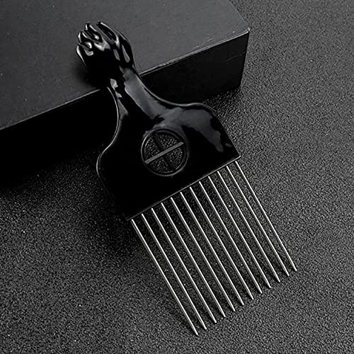 Metal Afro Comb Professional Smooth Hair Pick Comb Wide Tooth Hair Pick Comb Afro Pick for Curly Hair Hairdressing Styling Tool, Pack of 1