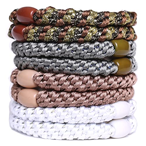 GYGYL 8Pcs Black Hair Ties for Women Girls, Elastics Hair Bands Ponytail Holders for Thick Hair, No Damage No Crease Hair Elastics