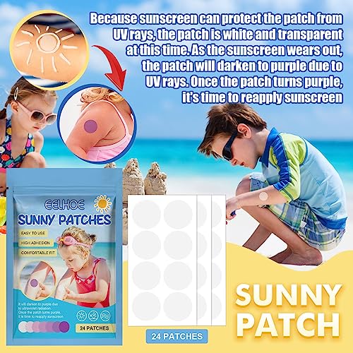 Solar Buddies Sunscreen Applicator, UV Stickers Sunscreen Reapply Reminder for Kids&Adults, UV Sunscreen Detection Patches, Natural Sunscreen Pat