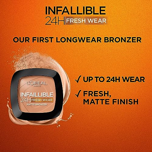 L'Oréal Paris Soft Matte Bronzer, Longwear, Matte Finish, Waterproof and Transfer-proof, Infallible 24H, 300 Light Medium