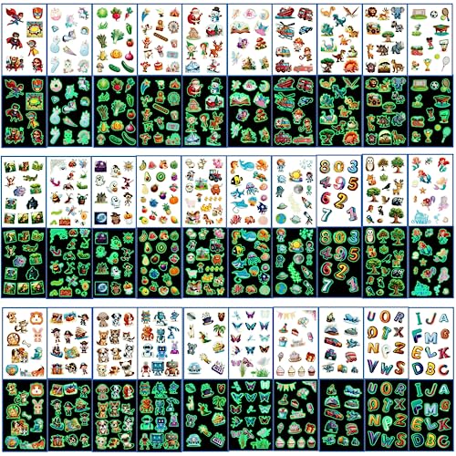 Beegoods (30 Sheets) 380 Unique Kids Tattoos, Temporary Tattoos for Kids, Glow in the Dark Tattoos Party Bag Fillers, Kids Tattoos for Girls or B