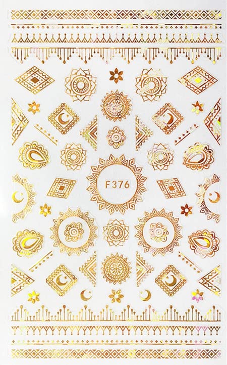 Nail Jewels 3D Nail Art Stickers Decals (Green Aztec)