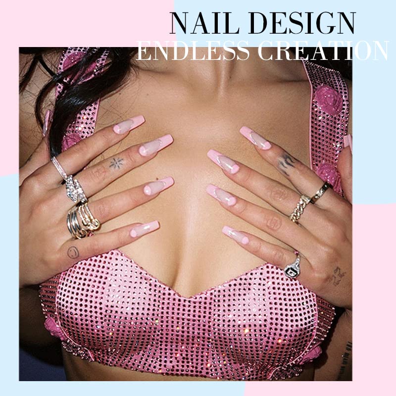 French Nail Stickers 960Pcs | 20 Sheets French Manicure Stickers, French Tip Stickers Self-Adhesive, Moon Shape French Manicure Nail Stickers | D