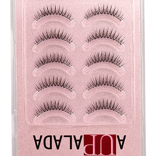 Aupalada False Eyelashes Wispy Lashes Natural Look Clear Band Lashes Pack Light Volume Soft Strip Fake Lashes 5 Pairs Multipack, Tatti lashes, Fa