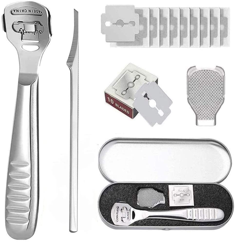 Foot Files Set Callus Shaver - Pedicure Foot Scraper Dead Hard Skin Remover Heel Corn Cracked Skin Removal Foot Rasp Kit - Stainless Steel Foot C