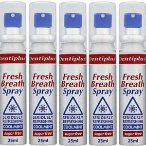 x5 Dentiplus Fresh Breath Spray Seriously Refreshing Coolmint Sugar Free 25ml